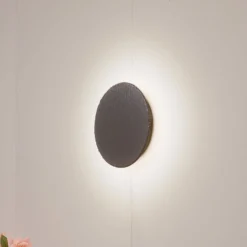 Lindby LED-seinävalaisin Peetu, Ø 25 cm, liuskekivi, himmennettävä