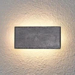 Lindby LED-seinävalaisin Peetu, 22 cm pitkä, liuskekivi, himmennettävä
