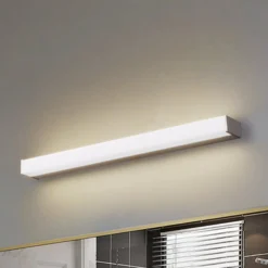 Lindby LED-seinävalaisin Philippa, kulmikas, 59 cm, alumiinivärinen, IP44