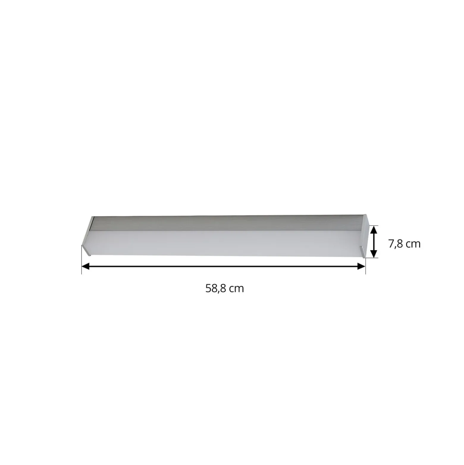Lindby LED-seinävalaisin Philippa, kulmikas, 59 cm, alumiinivärinen, IP44
