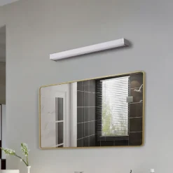 Lindby LED-seinävalaisin Philippa, kulmikas, 59 cm, alumiinivärinen, IP44