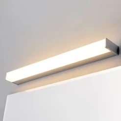 Lindby LED-seinävalaisin Philippa, kulmikas, 59 cm, kromi, IP44