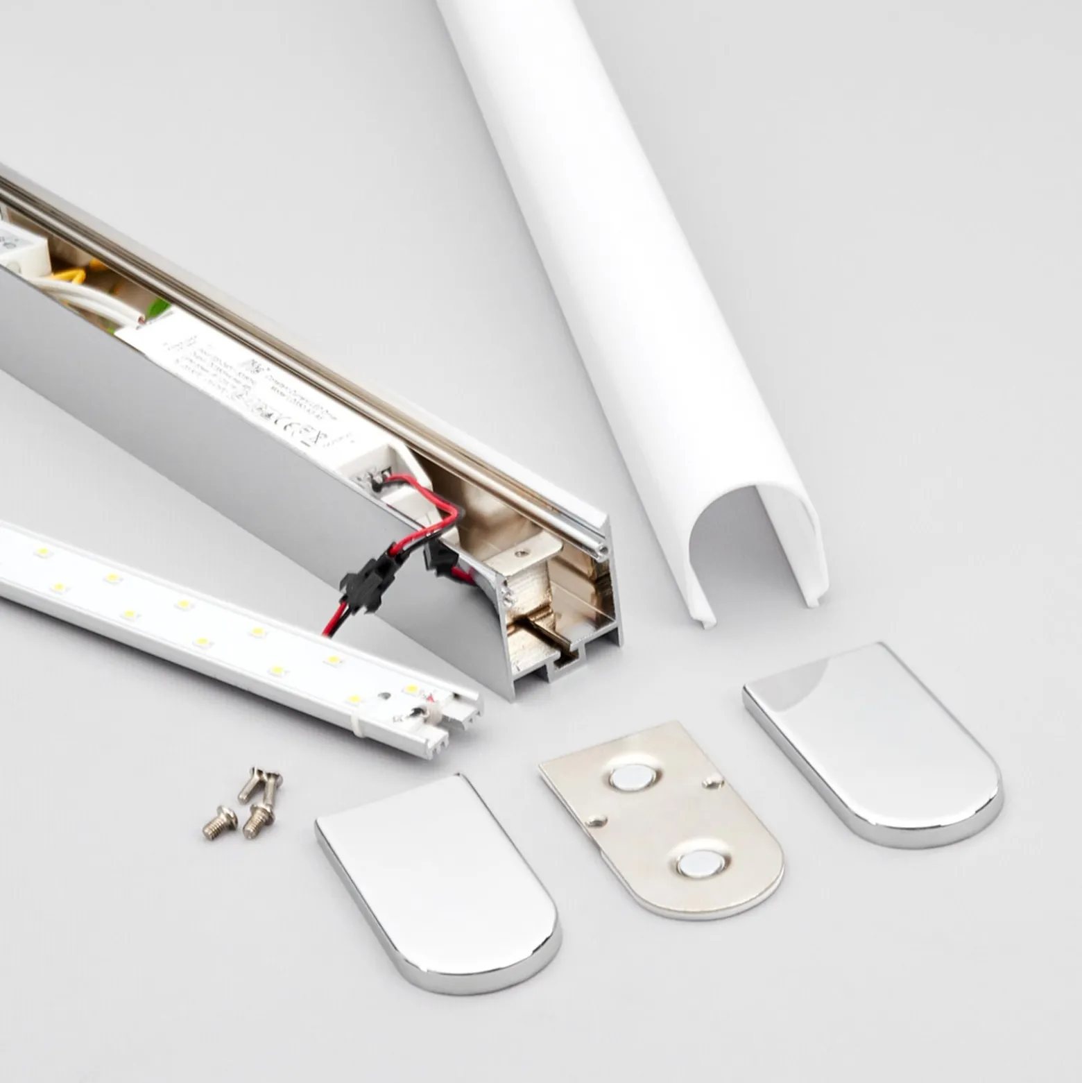 Lindby LED-seinävalaisin Philippa, pyöreä, 58cm, kromi, IP44
