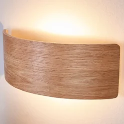 Lindby LED-seinävalaisin Rafailia, leveys 33cm, puu, 3,000K