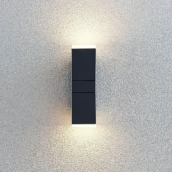 Lindby LED-seinävalaisin Sally, 22cm, antrasiitti, IP54