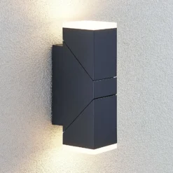 Lindby LED-seinävalaisin Sally, 22cm, antrasiitti, IP54