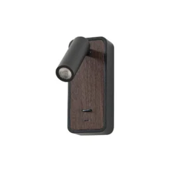 Lindby LED-seinävalaisin Tallis, musta, USB-C, liikkuva
