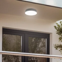 Lindby LED-ulkokattolamppu Lahja, antrasiitti, anturi, IP65