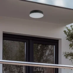 Lindby LED-ulkokattolamppu Lahja, antrasiitti, anturi, IP65