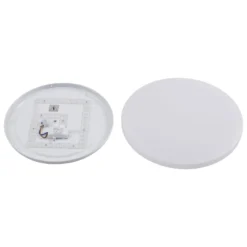 Lindby LED-ulkokattovalaisin Doki, 34 cm, valkoinen, muovi