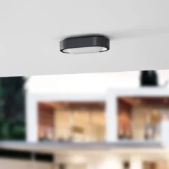 Lindby LED ulkokattovalaisin Niniel, musta, 24 x 14 cm