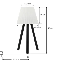 Lindby LED-ulkopöytävalaisin Jaimy, ladattava akku, musta, metallia