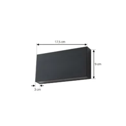 Lindby LED-ulkoseinälamppu Jarte, musta, metalli, 17 cm, IP54