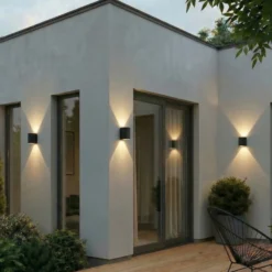 Lindby LED-ulkoseinälamppu Ralino, musta, 2-lamppuinen, IP65