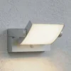 Lindby LED-ulkoseinälamppu Sherin, vaaleanharmaa, kääntyvä, liiketunnistin