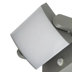 Lindby LED-ulkoseinälamppu Sherin, vaaleanharmaa, kääntyvä, liiketunnistin