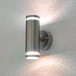 Lindby LED-ulkoseinälamppu Tiberius, ruostumaton teräs, ylös/alas, IP44