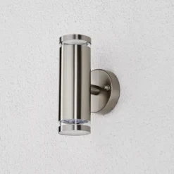 Lindby LED-ulkoseinälamppu Tiberius, ruostumaton teräs, ylös/alas, IP44