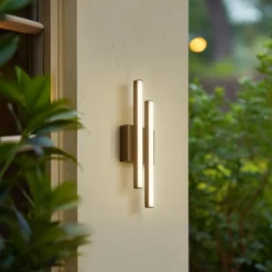 Lindby LED-ulkoseinävalaisin Abelia, musta, alumiini, ruostumaton teräs