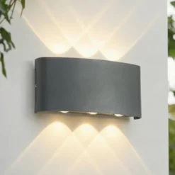Lindby LED-ulkoseinävalaisin Ithan, 3-lamppuinen, antrasiitti, 17 cm
