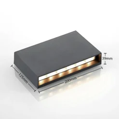 Lindby LED-ulkoseinävalaisin Jarte, 20 cm, alaslaskettu, harmaa, IP65