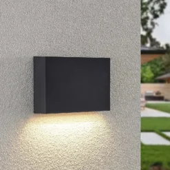 Lindby LED-ulkoseinävalaisin Jarte, 20 cm, alaslaskettu, harmaa, IP65