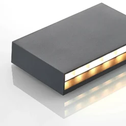 Lindby LED-ulkoseinävalaisin Jarte, 20 cm, alaslaskettu, harmaa, IP65
