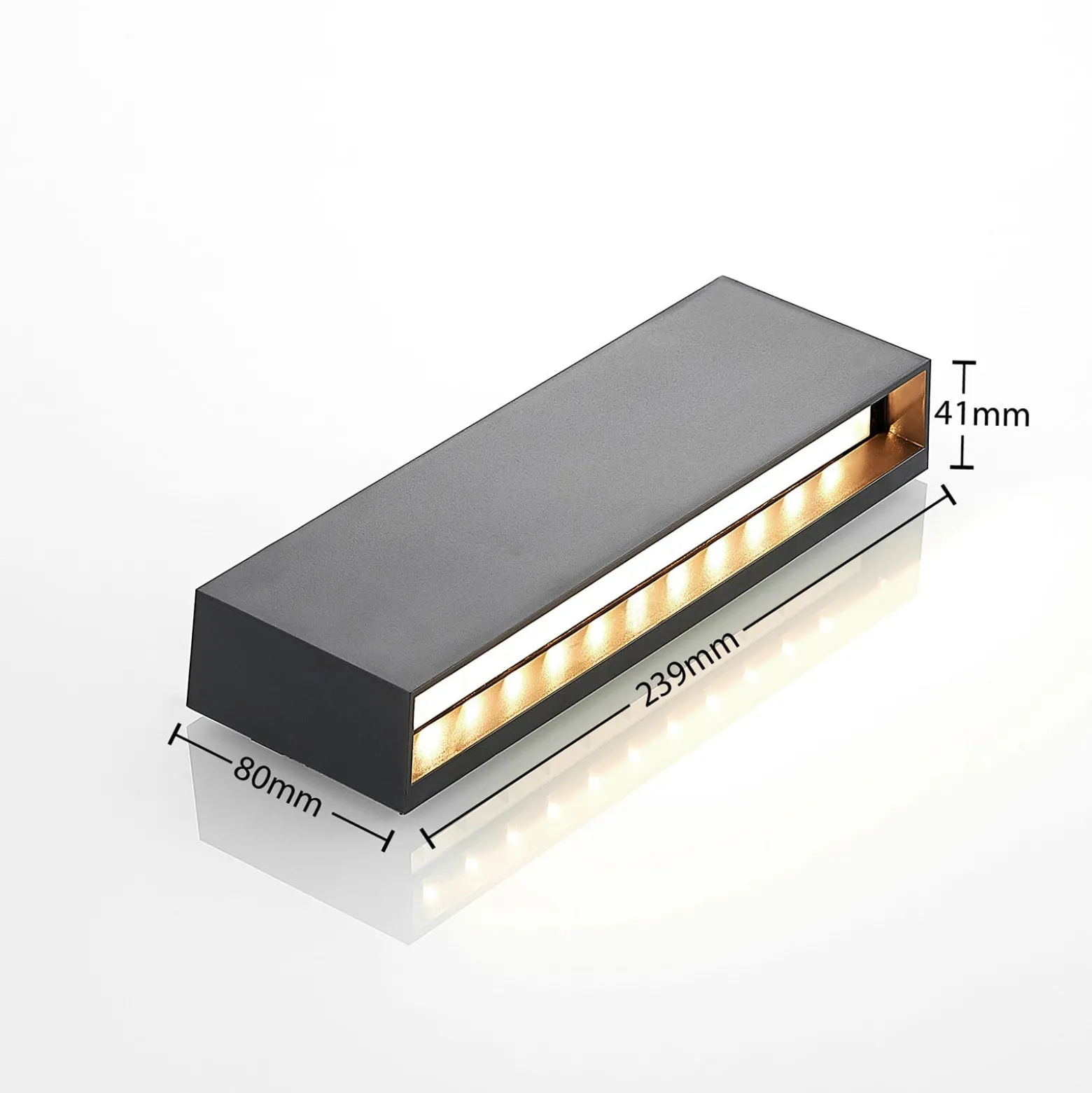 Lindby LED-ulkoseinävalaisin Jarte, 24 cm, alaspäin, harmaa, IP65
