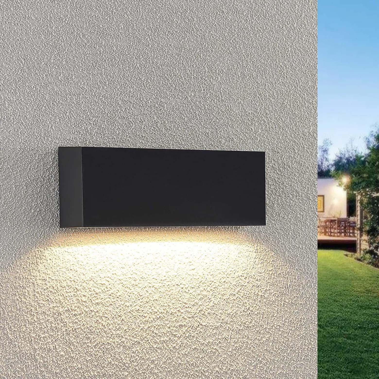 Lindby LED-ulkoseinävalaisin Jarte, 24 cm, alaspäin, harmaa, IP65
