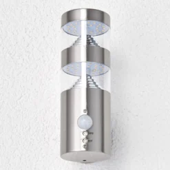 Lindby LED-ulkoseinävalaisin Lanea, 22 cm, ruostumaton teräs, anturi