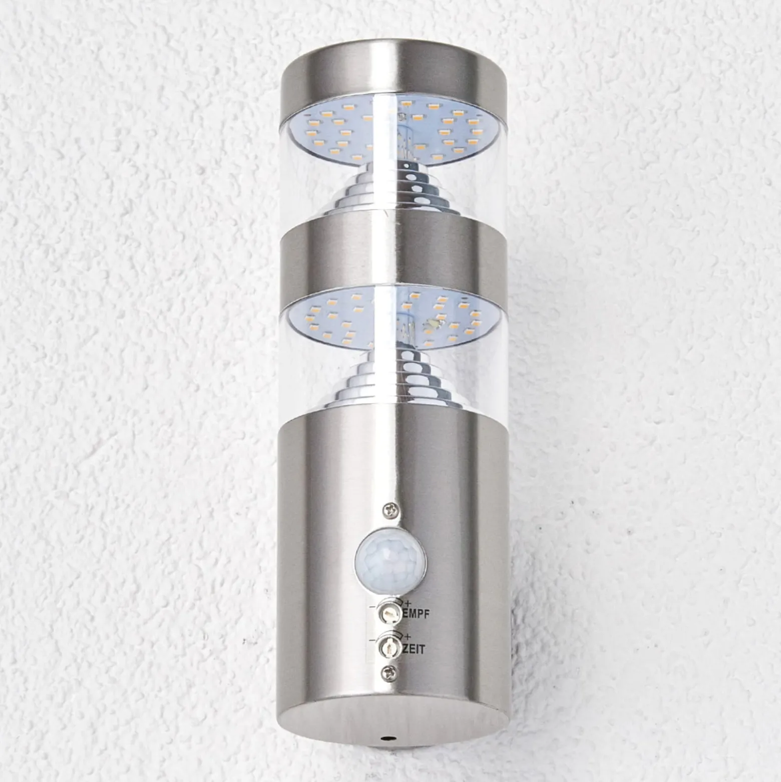 Lindby LED-ulkoseinävalaisin Lanea, 22 cm, ruostumaton teräs, anturi