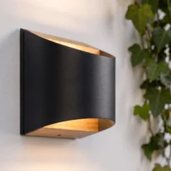 Lindby LED-ulkoseinävalaisin Lenore, musta, metalli, 13,5 cm