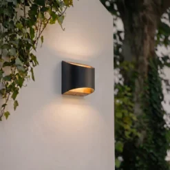 Lindby LED-ulkoseinävalaisin Lenore, musta, metalli, 13,5 cm