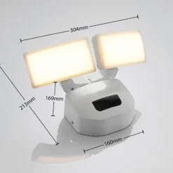 Lindby LED-ulkoseinävalaisin Nikias, 30 cm, anturi, 2-valo, valkoinen