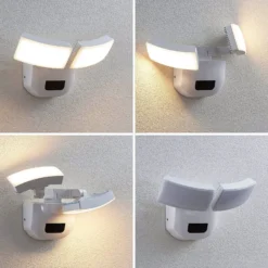 Lindby LED-ulkoseinävalaisin Nikias, 30 cm, anturi, 2-valo, valkoinen