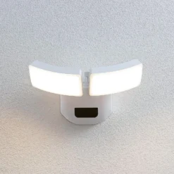 Lindby LED-ulkoseinävalaisin Nikias, 30 cm, anturi, 2-valo, valkoinen