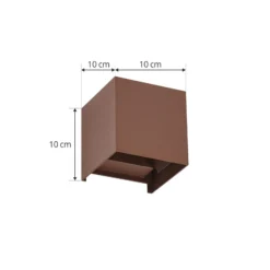 Lindby LED-ulkoseinävalaisin Nivar, kulmikas, ruoste, 10 cm, IP54