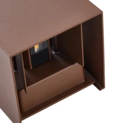 Lindby LED-ulkoseinävalaisin Nivar, kulmikas, ruoste, 10 cm, IP54