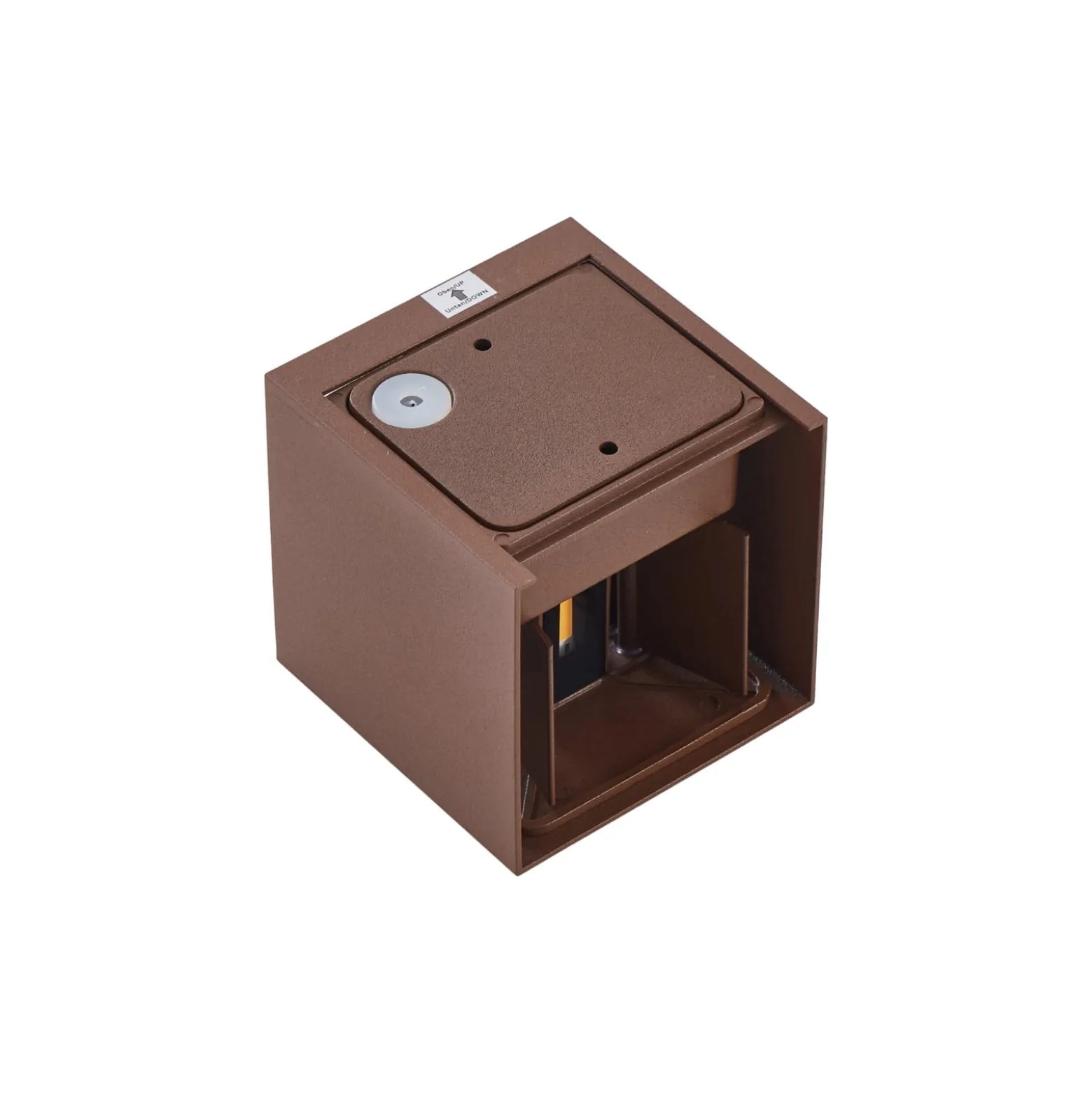 Lindby LED-ulkoseinävalaisin Nivar, kulmikas, ruoste, 10 cm, IP54