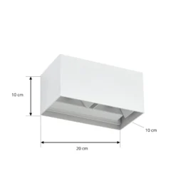 Lindby LED-ulkoseinävalaisin Nivar, kulmikas, valkoinen, 20 cm, IP54