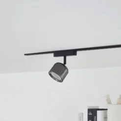 Lindby LED-valonheitin 48 V Lumaro, harmaa, Ø 8,2 cm, alumiini, himmennettävä