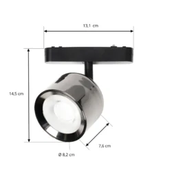 Lindby LED-valonheitin 48 V Lumaro, harmaa, Ø 8,2 cm, alumiini, himmennettävä