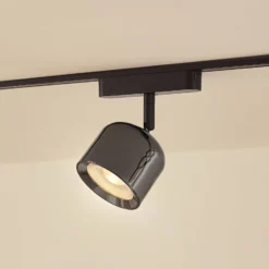 Lindby LED-valonheitin 48 V Lumaro, harmaa, Ø 8,2 cm, alumiini, himmennettävä