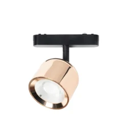 Lindby LED-valonheitin 48 V Lumaro, ruusukultainen, Ø 8,2cm, alumiini,