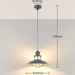 Lindby Louisanne-riippuvalaisin, Ø35cm, harmaanvihreä, metallia, lasia