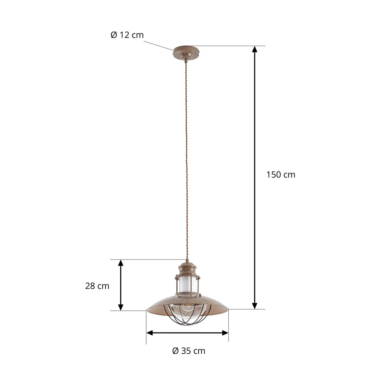 Lindby Louisanne-riippuvalaisin, ruskea, metalli, Ø 35 cm