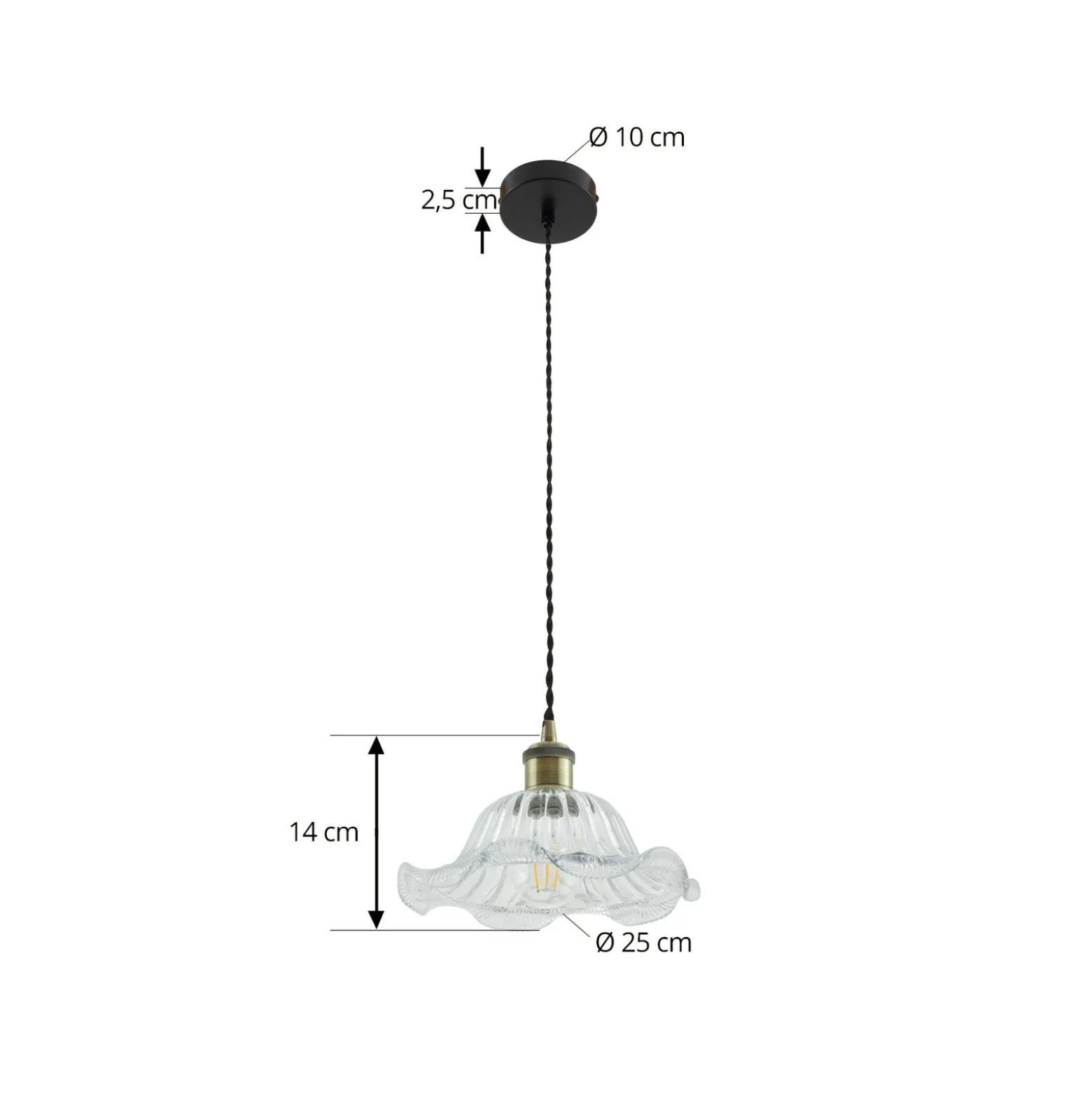 Lindby Ludowika-riippuvalaisin, läpinäkyvä, lasi, Ø25cm, E27