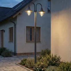Lindby Madea ulkovalaisin, harmaa, 2-valo, 212 cm, E27, IP44