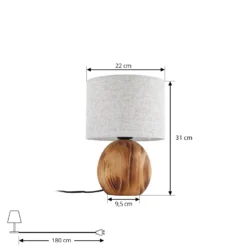 Lindby Mayumi pöytävalaisin, korkeus 31 cm, puu, tekstiili