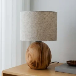 Lindby Mayumi pöytävalaisin, korkeus 31 cm, puu, tekstiili